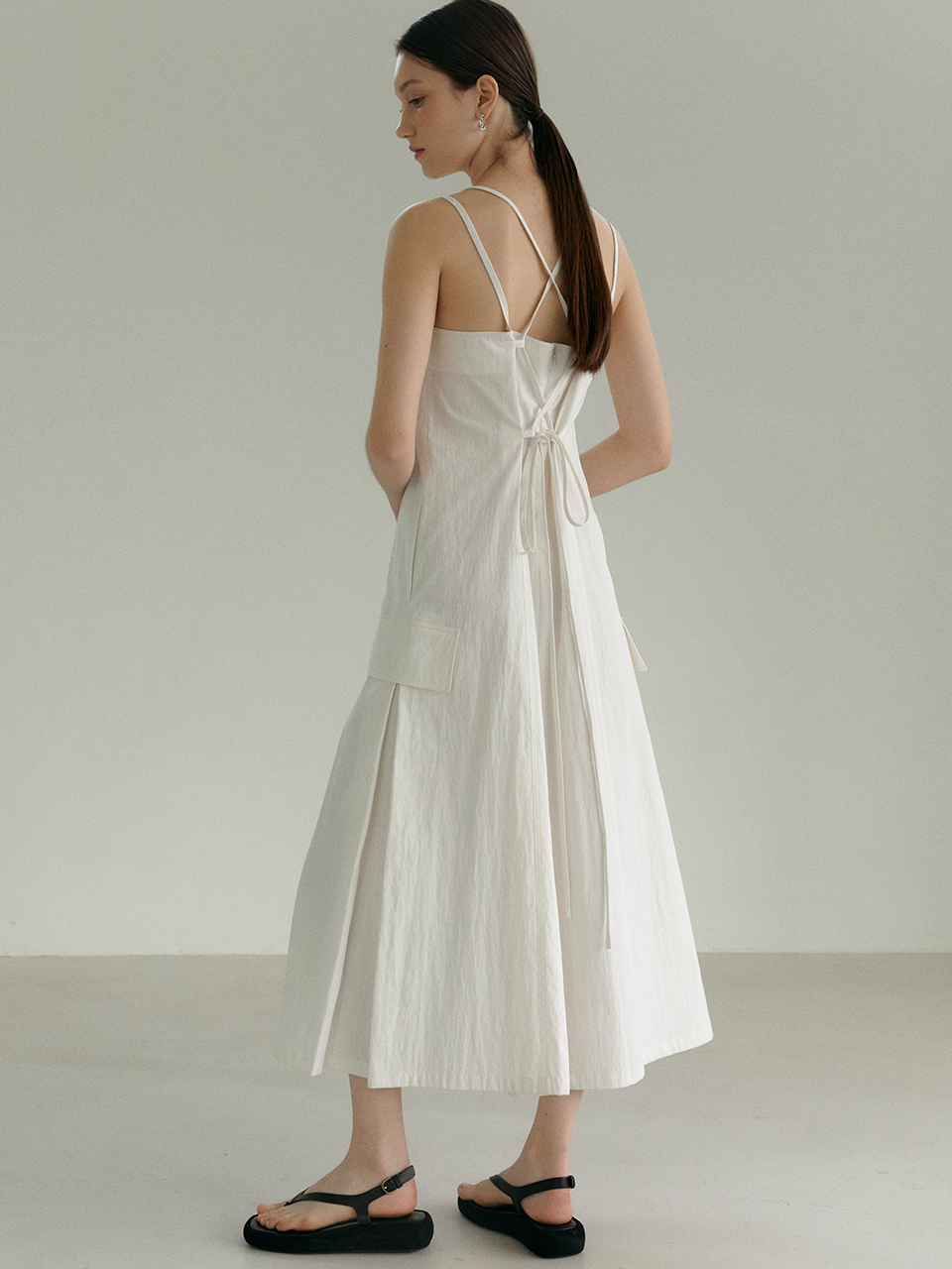 [재입고] NICOLE Sleeveless Double Strap Long Dress_White