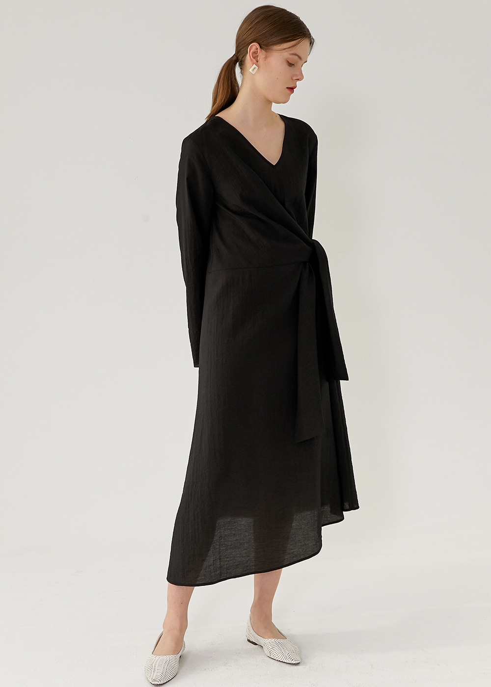 RAINA Knotted-Detailed Dress(BLACK)