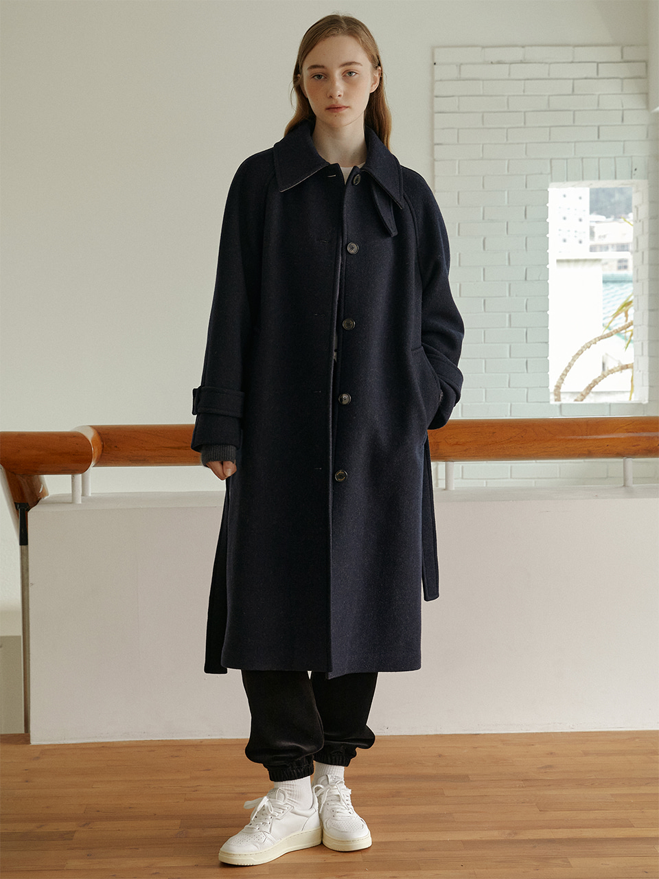 [10월말예약배송] GRETA over-sized classic balmacaan wool coat_Navy